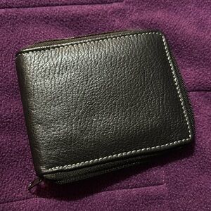 Leather zip wallet - Dark Brown/Espresso